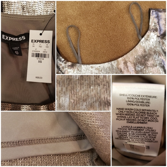 Express champagne-colored sequined dress, XS - Picture 14 of 14